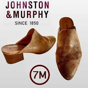 Johnston & Murphy Leather Trista Mule Snakeskin Metallic Brown (7M)